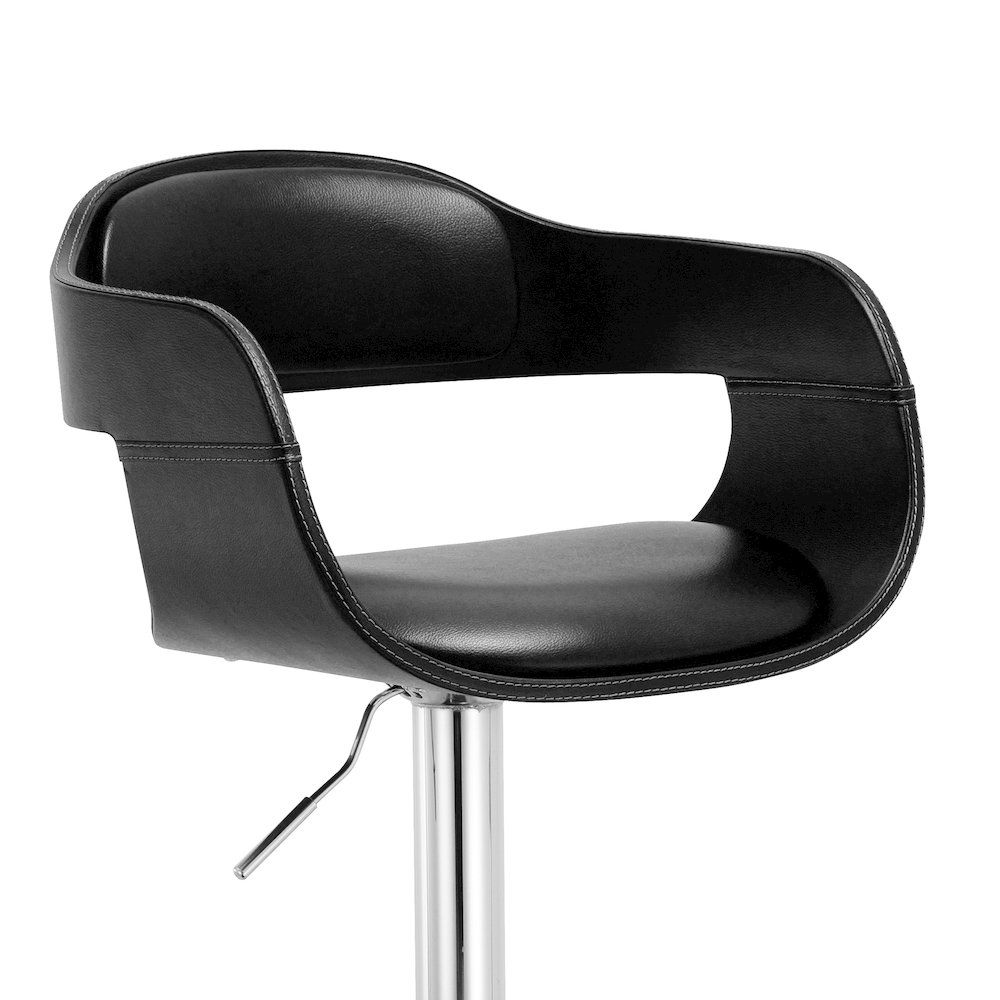 Contemporary Swivel Adjustable Barstool with Padded Seat and Back, Black. Picture 8