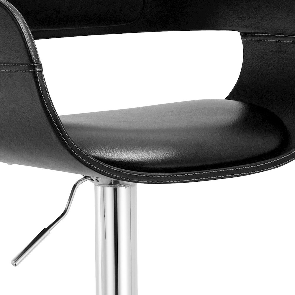Contemporary Swivel Adjustable Barstool with Padded Seat and Back, Black. Picture 10