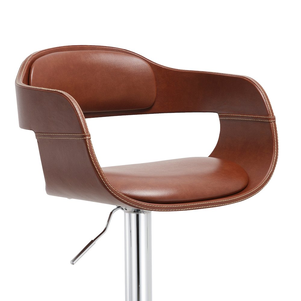 Contemporary Swivel Adjustable Barstool with Padded Seat and Back. Picture 1