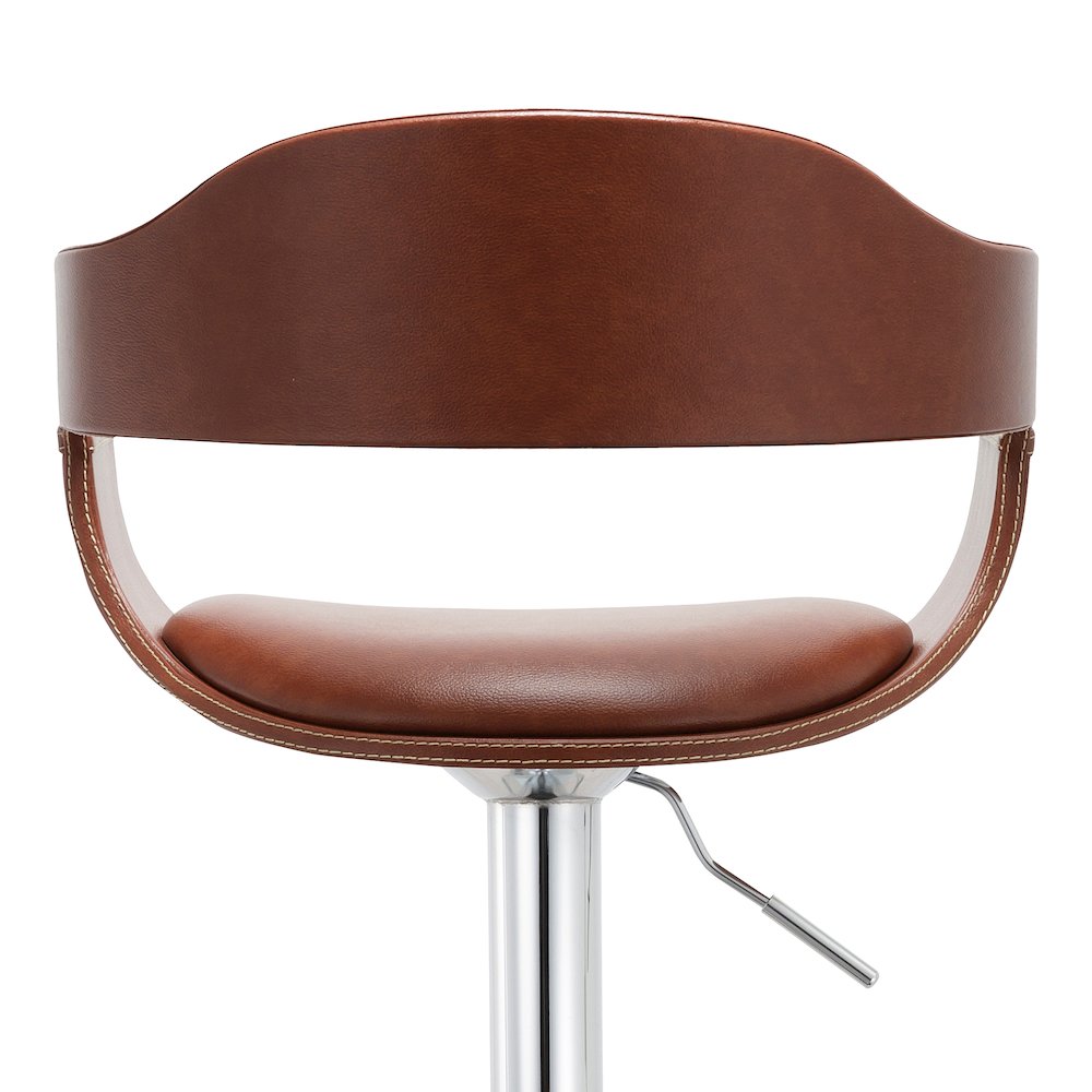 Contemporary Swivel Adjustable Barstool with Padded Seat and Back. Picture 6