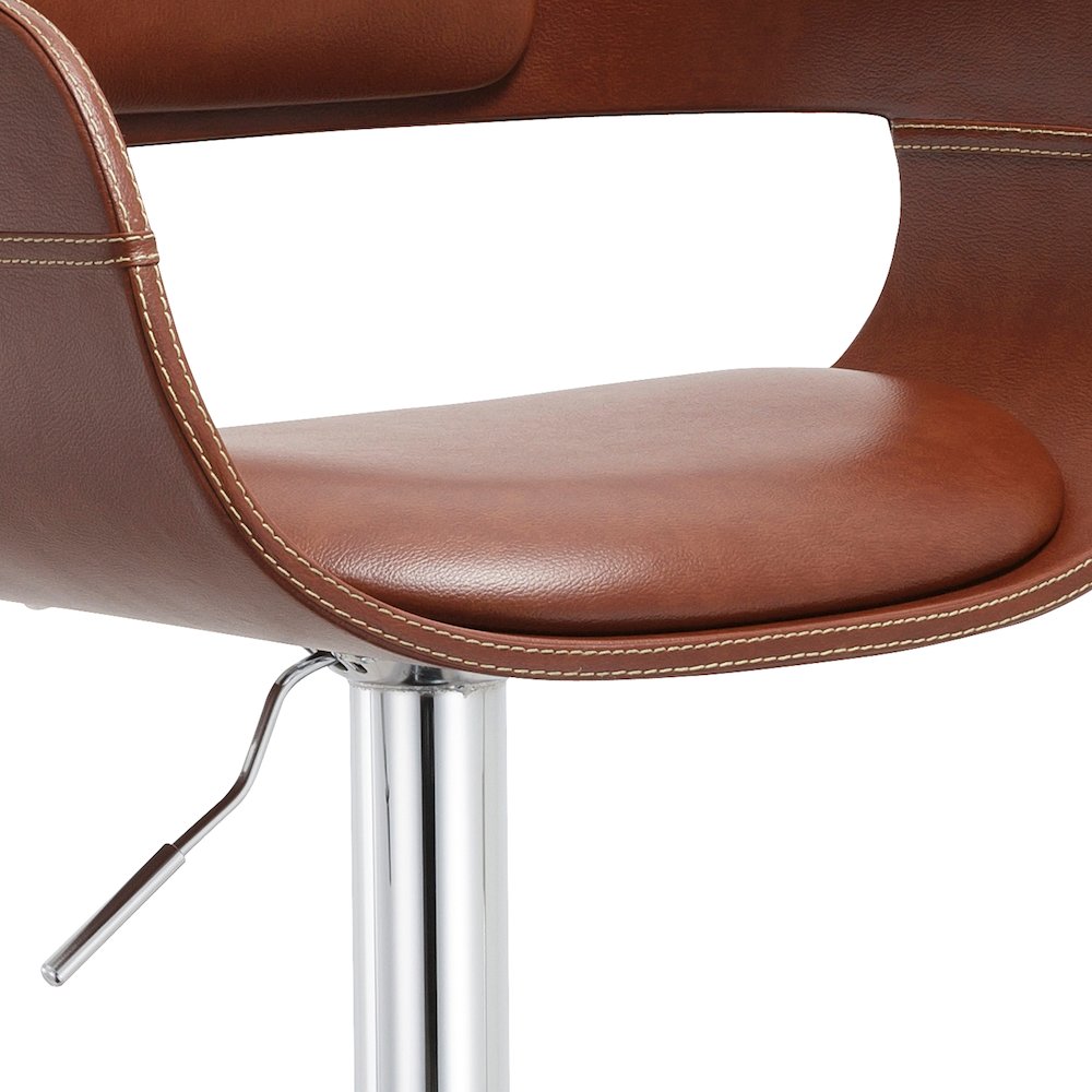 Contemporary Swivel Adjustable Barstool with Padded Seat and Back. Picture 8
