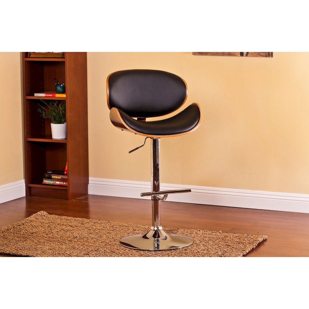 Modern Contemporary Swivel Walnut Bentwood Lift Adjustable Height Bar Stool. Picture 2
