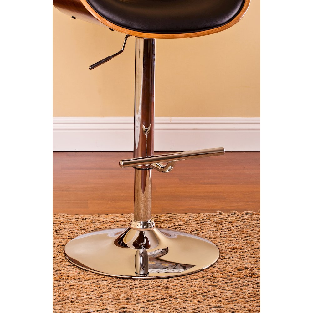 Modern Contemporary Swivel Walnut Bentwood Lift Adjustable Height Bar Stool. Picture 4