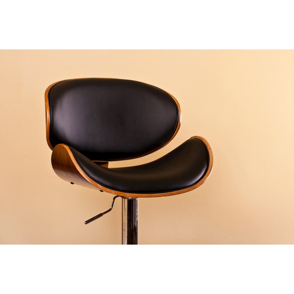 Modern Contemporary Swivel Walnut Bentwood Lift Adjustable Height Bar Stool. Picture 7