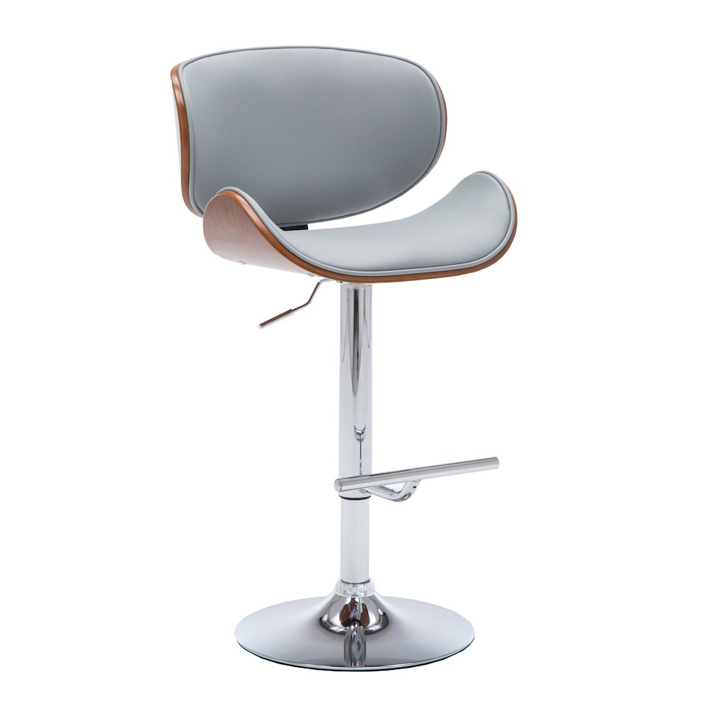 Modern Contemporary Swivel Walnut Bentwood Lift Adjustable Height Bar Stool. Picture 1