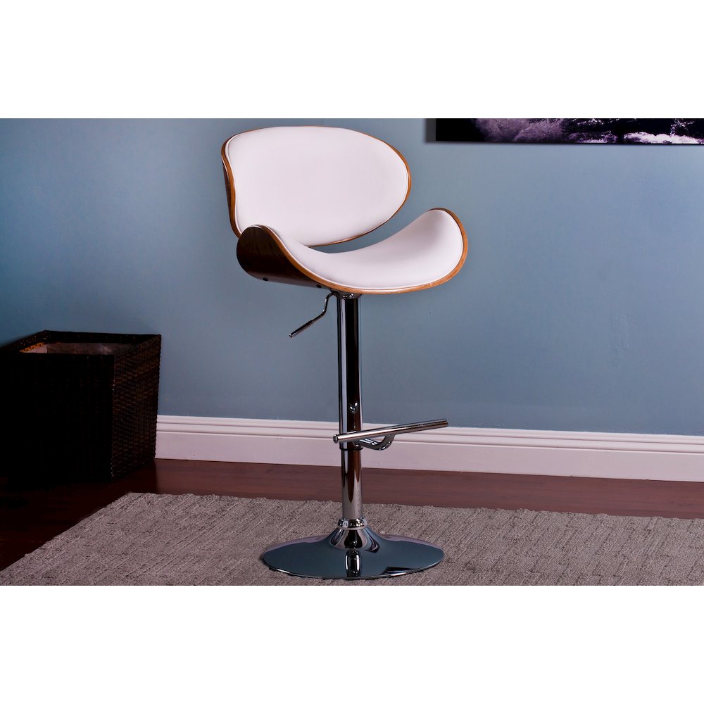 Modern Contemporary Swivel Walnut Bentwood Lift Adjustable Height Bar Stool. Picture 5