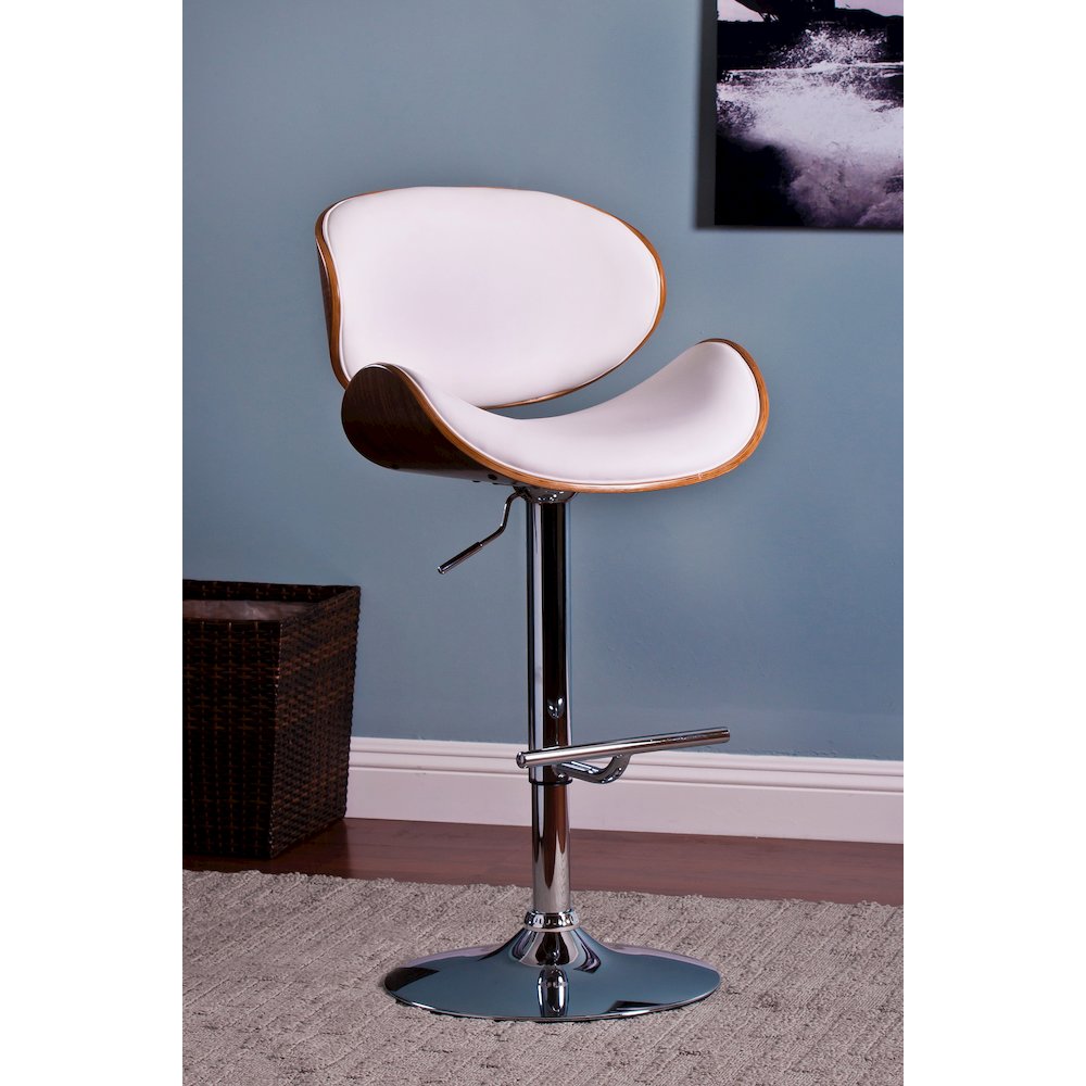 Modern Contemporary Swivel Walnut Bentwood Lift Adjustable Height Bar Stool. Picture 2
