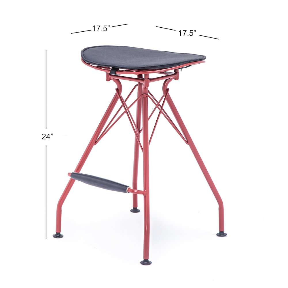 Industrial Metal Barstool with Faux Leather Seat Pad and Wood Accented Foot Rest. Picture 3