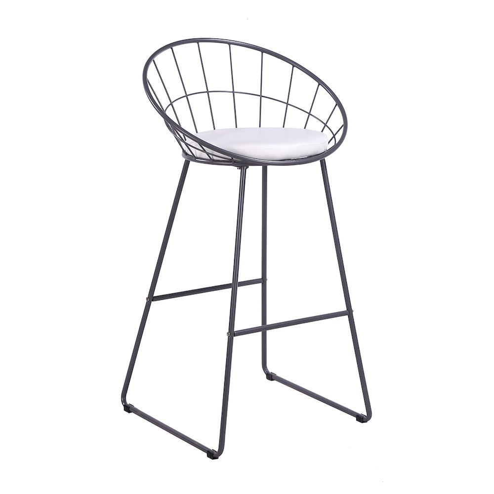Nordic Bar Stool Bar Chair Wrought Iron Stool Modern Barstool, Set of 2, Grey. Picture 1