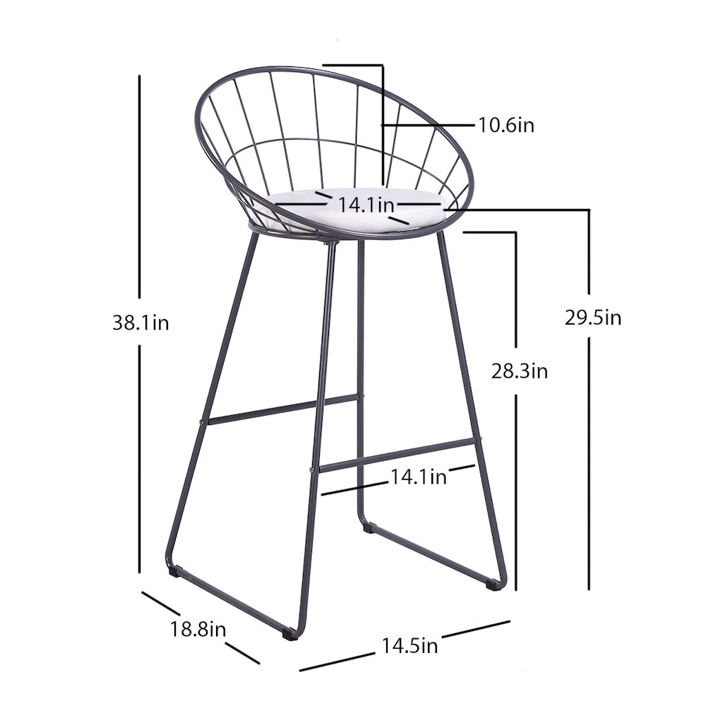 Nordic Bar Stool Bar Chair Wrought Iron Stool Modern Barstool, Set of 2, Grey. Picture 3