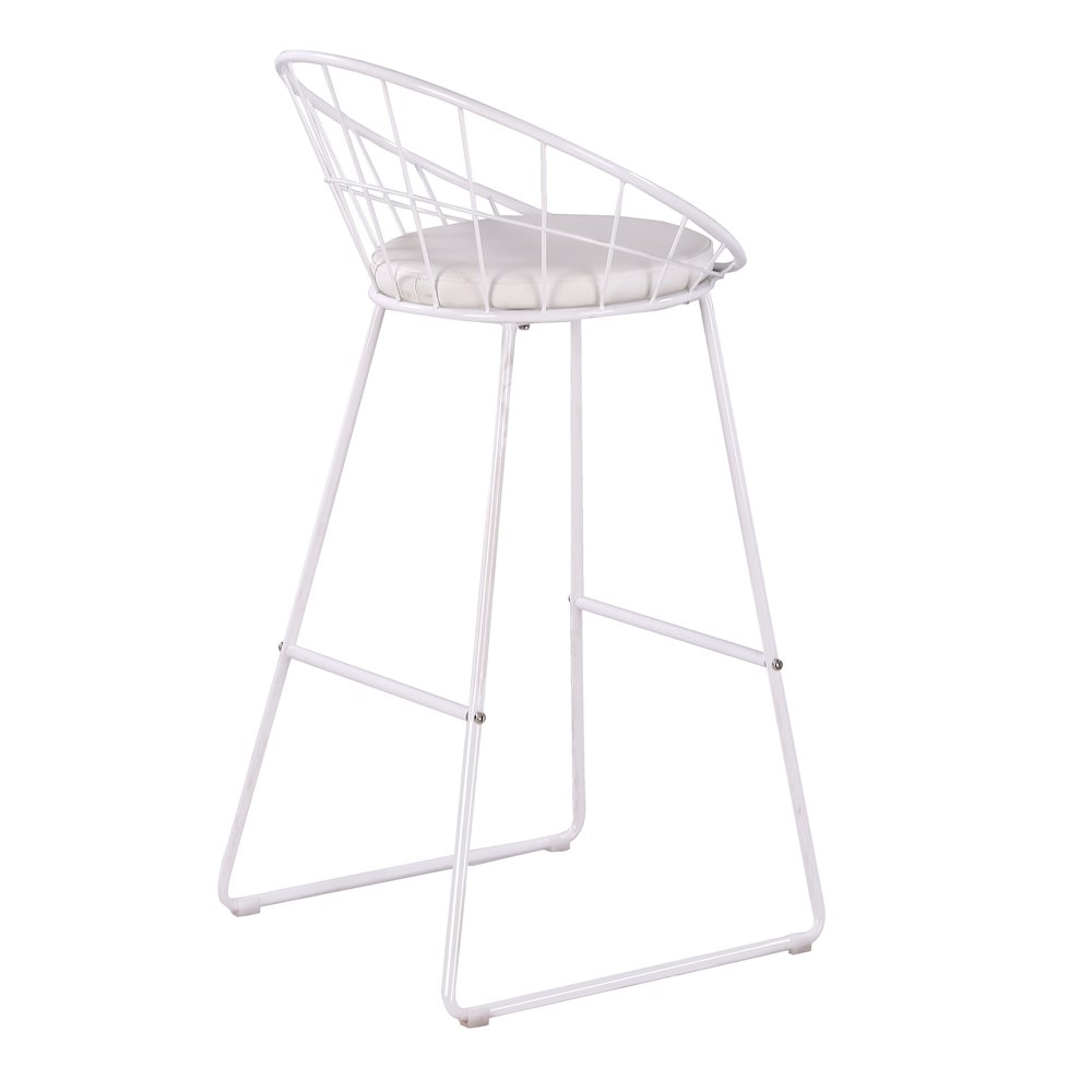 Nordic Bar Stool Bar Chair Wrought Iron Stool Modern Barstool, Set of 2, White. Picture 5