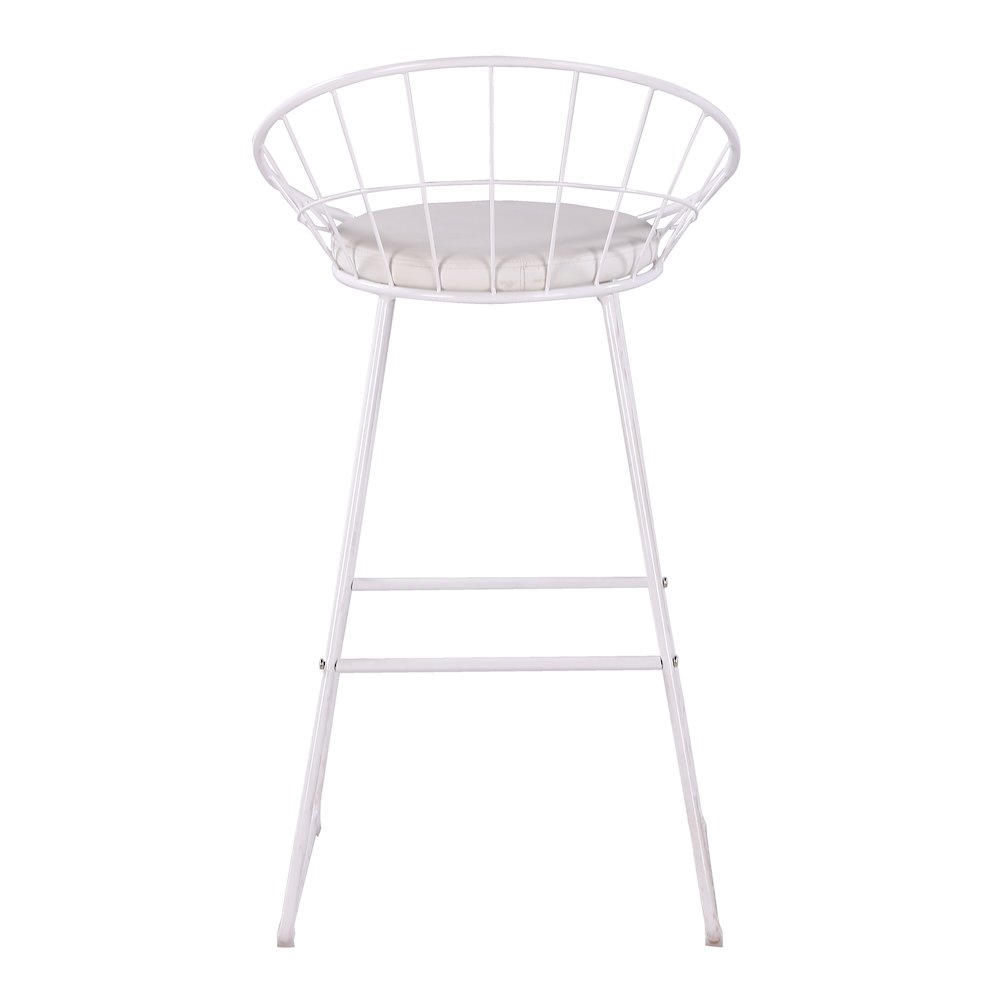 Nordic Bar Stool Bar Chair Wrought Iron Stool Modern Barstool, Set of 2, White. Picture 1