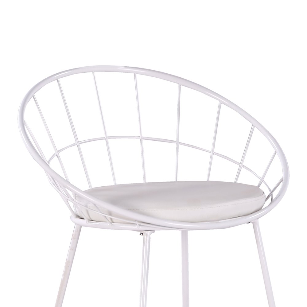 Nordic Bar Stool Bar Chair Wrought Iron Stool Modern Barstool, Set of 2, White. Picture 6