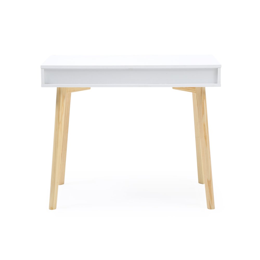 Contemporary Austin Home Office Desk with Storage Drawers, White. Picture 11