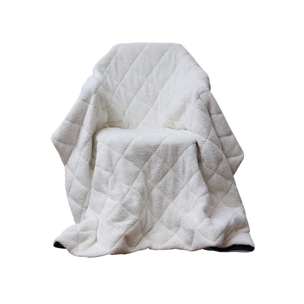 Luxry Cozy Soft Square Quilted Throw Blanket and Back Fleece, Navy Blue. Picture 5