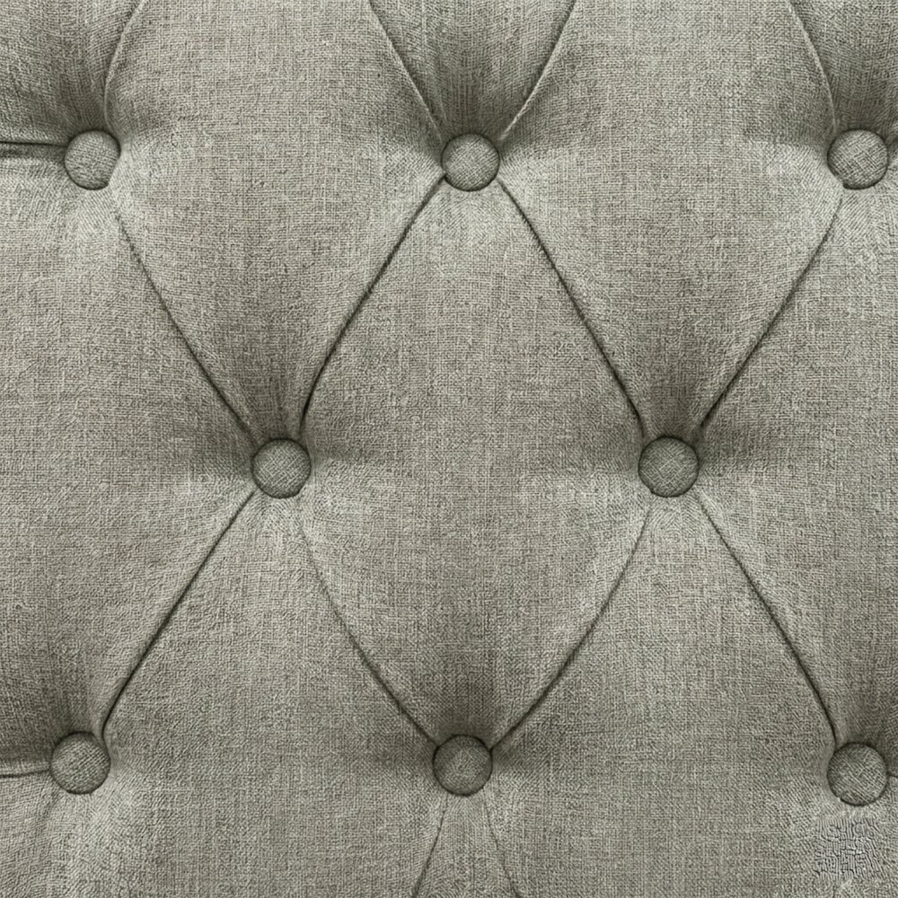 Natalie Roll Top Tufted Grey Linen Fabric Modern Dining Chair (Set of 2). Picture 6