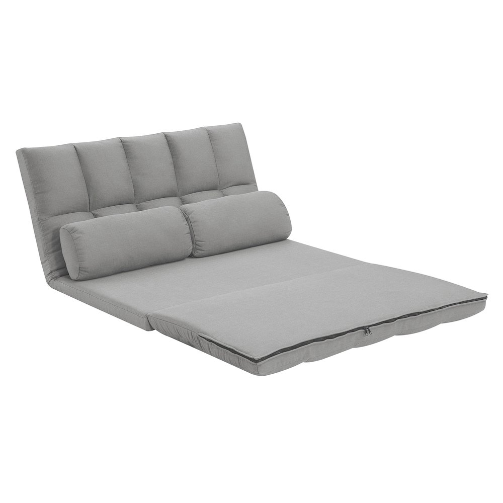 Tri-Fold Foam Folding Mattress and Sofa Bed with Pillows, Beige. Picture 3