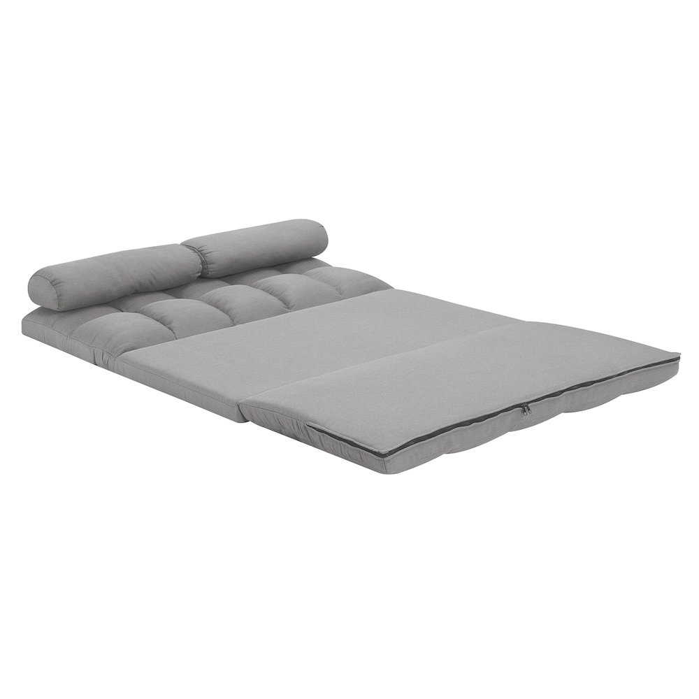 Tri-Fold Foam Folding Mattress and Sofa Bed with Pillows, Beige. Picture 4