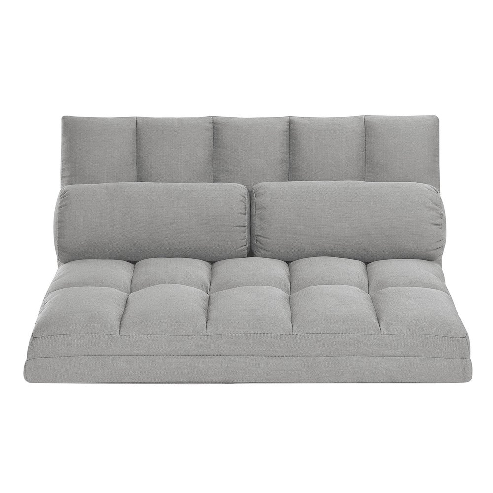 Tri-Fold Foam Folding Mattress and Sofa Bed with Pillows, Beige. Picture 5