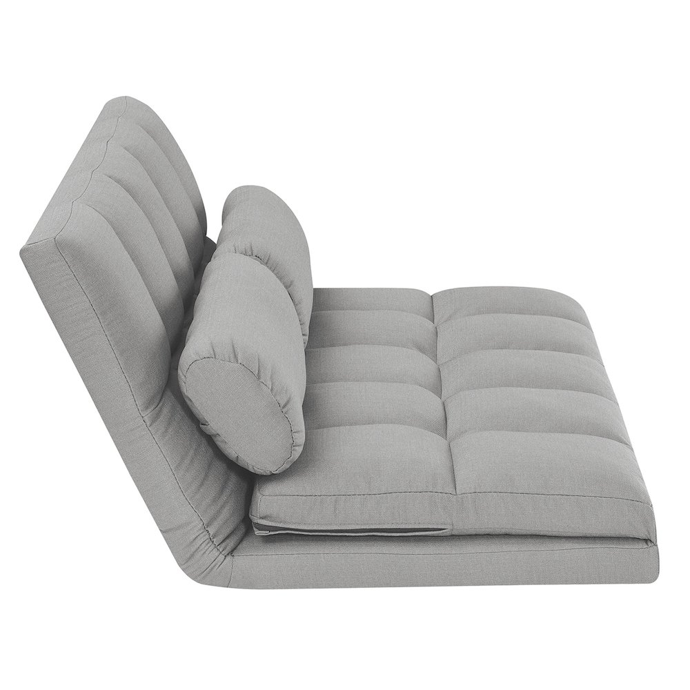 Tri-Fold Foam Folding Mattress and Sofa Bed with Pillows, Beige. Picture 6