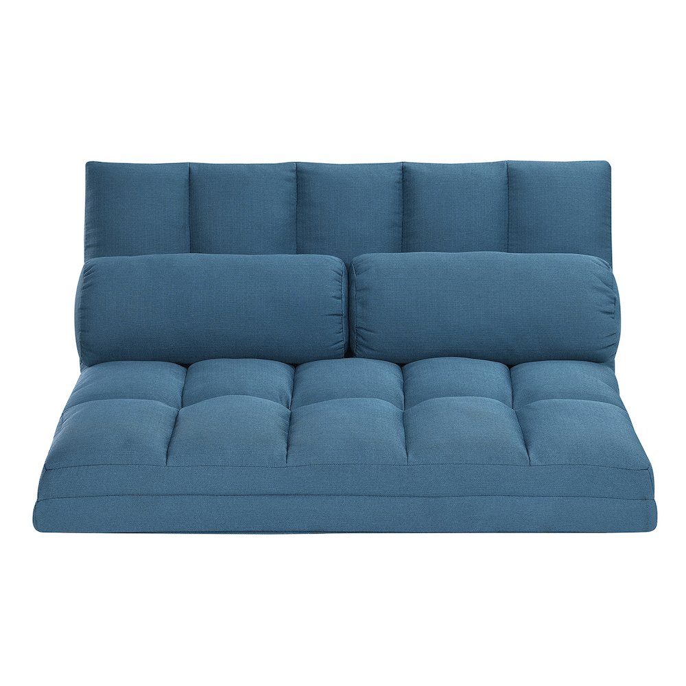 Tri-Fold Foam Folding Mattress and Sofa Bed with Pillows, Blue. Picture 5