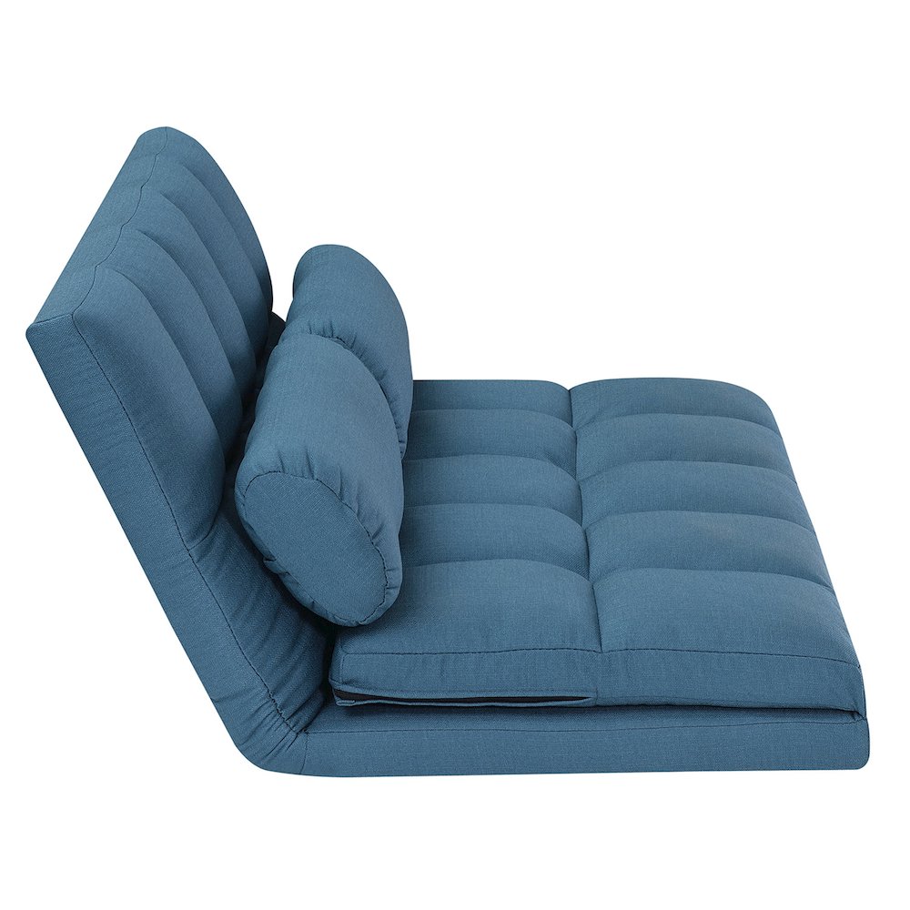 Tri-Fold Foam Folding Mattress and Sofa Bed with Pillows, Blue. Picture 6