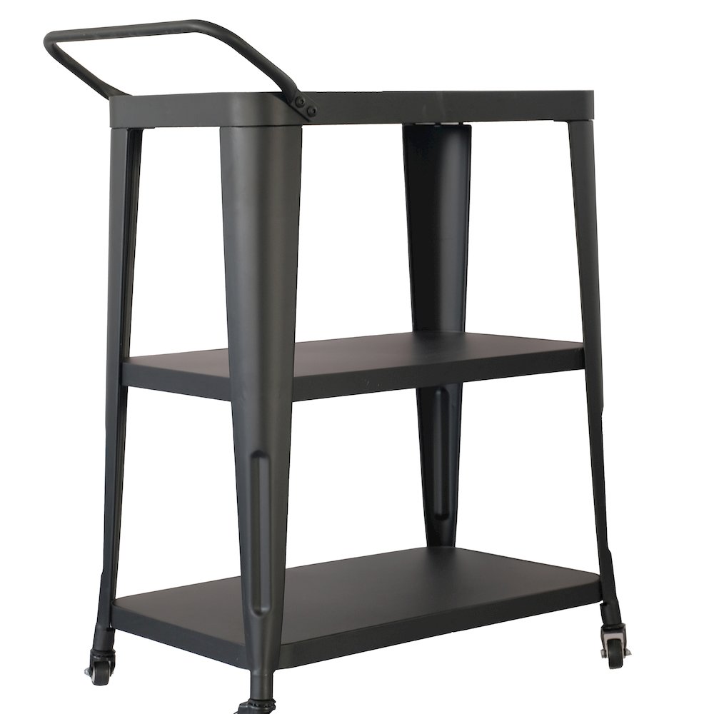 3-Tiered Metal Frame, Industrial Dining Cart with Swivel Wheels, Black. Picture 5