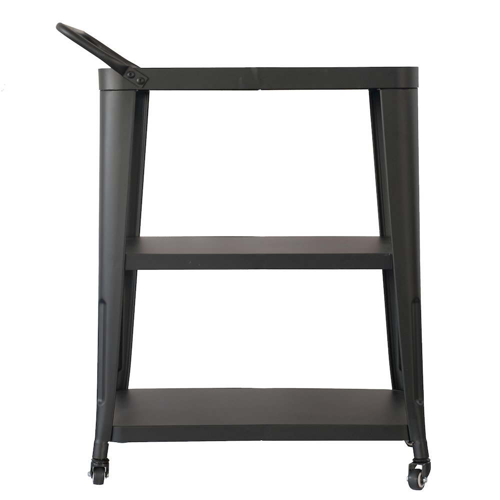 3-Tiered Metal Frame, Industrial Dining Cart with Swivel Wheels, Black. Picture 6