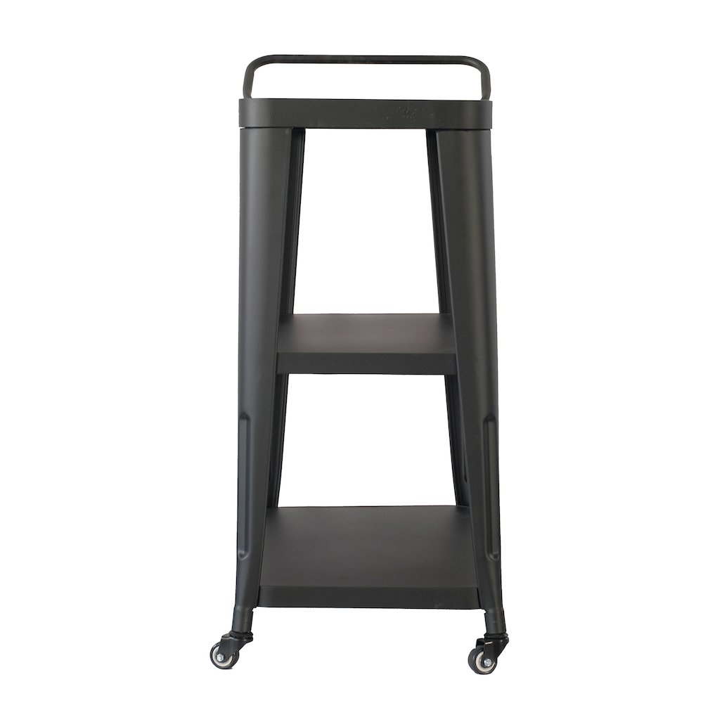 3-Tiered Metal Frame, Industrial Dining Cart with Swivel Wheels, Black. Picture 7