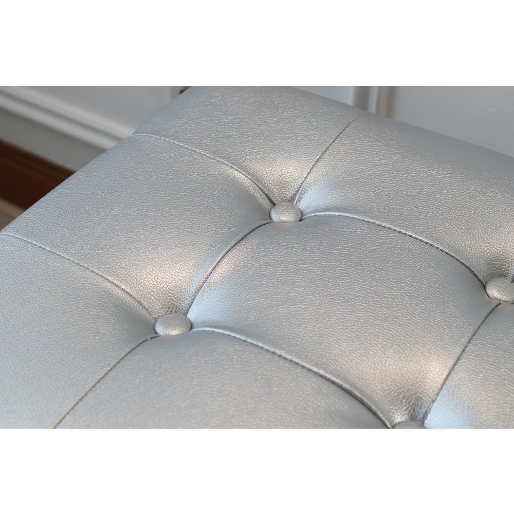 Modern Chic Vanity Stool X-Base Ottoman With Nailhead Trim (Set of 2). Picture 15