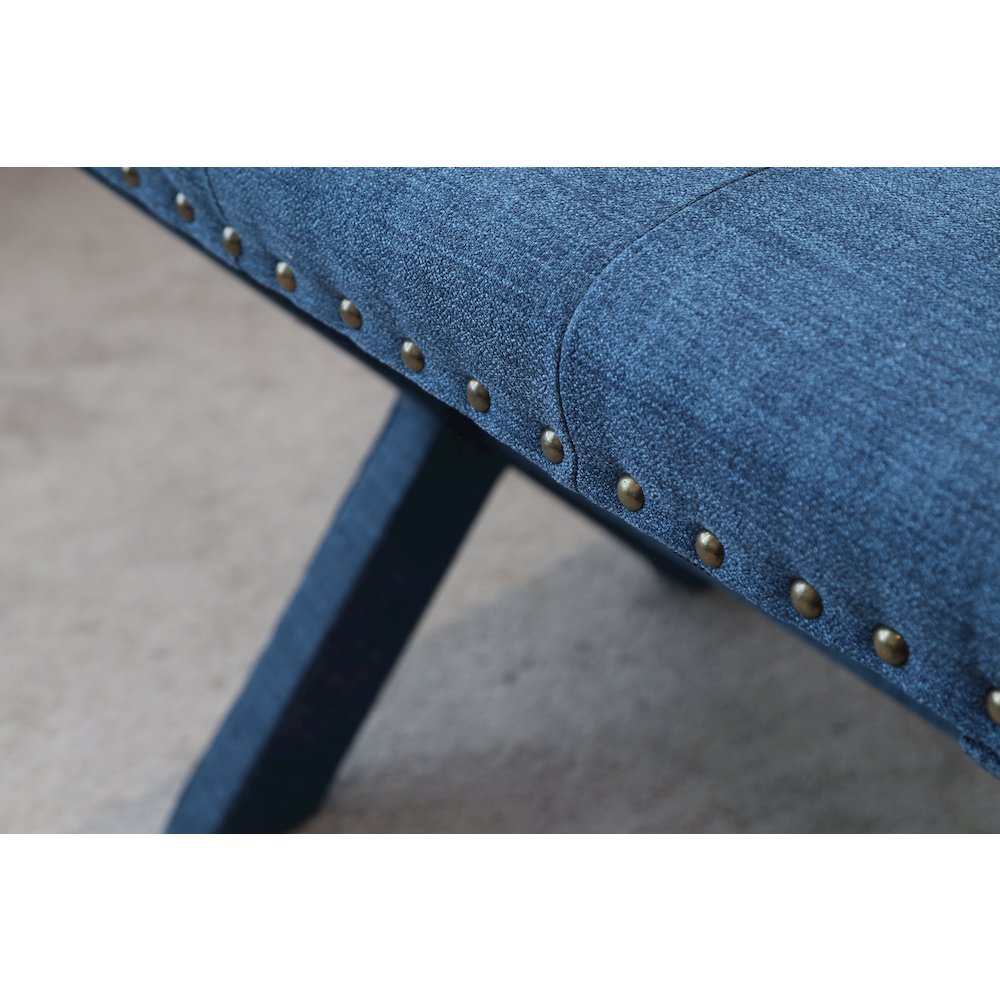 Modern Chic Vanity Stool X-Base Ottoman With Nailhead Trim (Set of 2). Picture 11