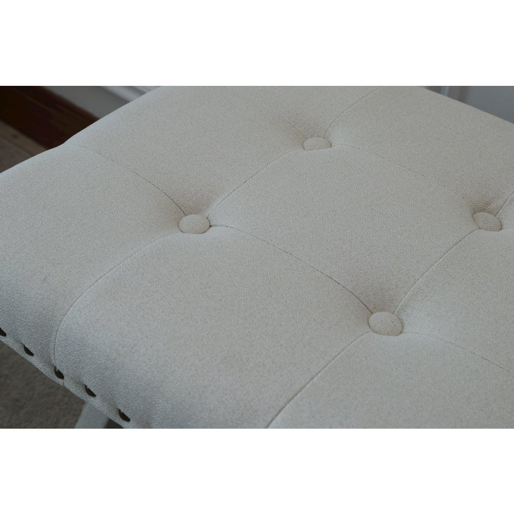 Modern Chic Vanity Stool X-Base Ottoman With Nailhead Trim (Set of 2). Picture 8