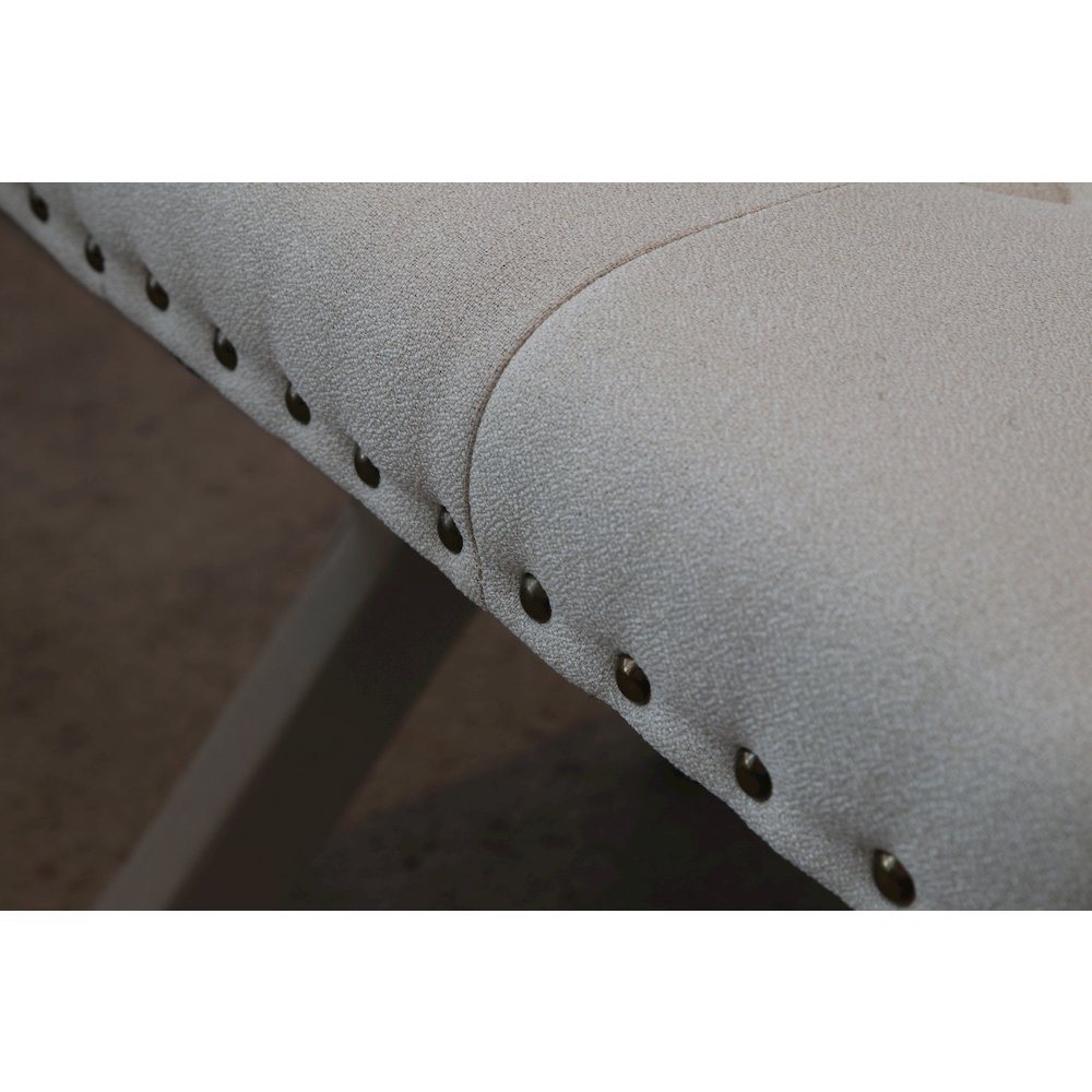 Modern Chic Vanity Stool X-Base Ottoman With Nailhead Trim (Set of 2). Picture 10