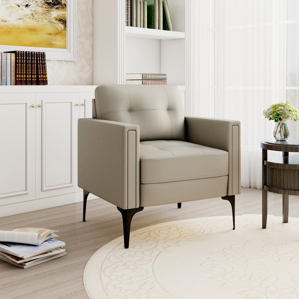 Contemporary Arm Chair, Beige. Picture 2
