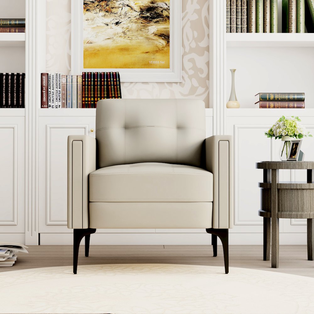 Contemporary Arm Chair, Beige. Picture 4