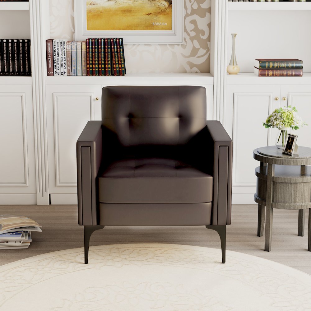 Contemporary Arm Chair, Brown. Picture 5