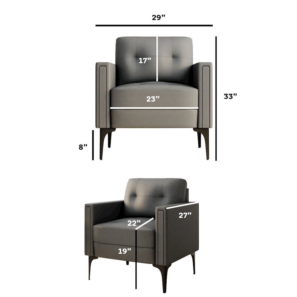 Contemporary Arm Chair, Gray. Picture 3
