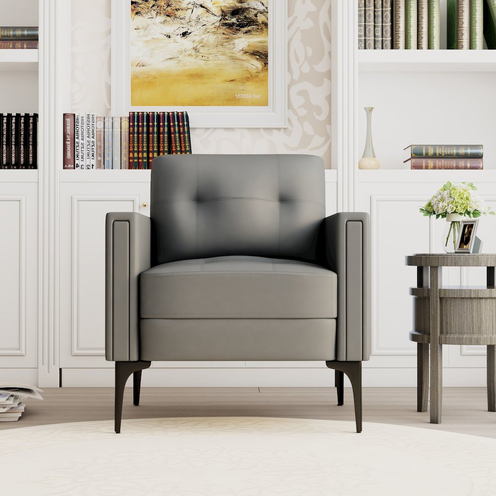 Contemporary Arm Chair, Gray. Picture 4