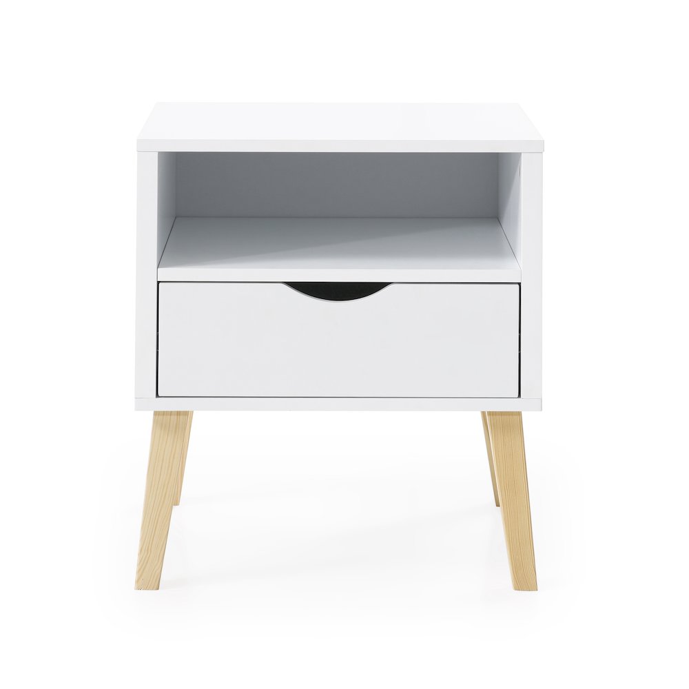 Mid-Century Modern Jeff Night Stand, End Table Bed Room Accent Side Table, White. Picture 5