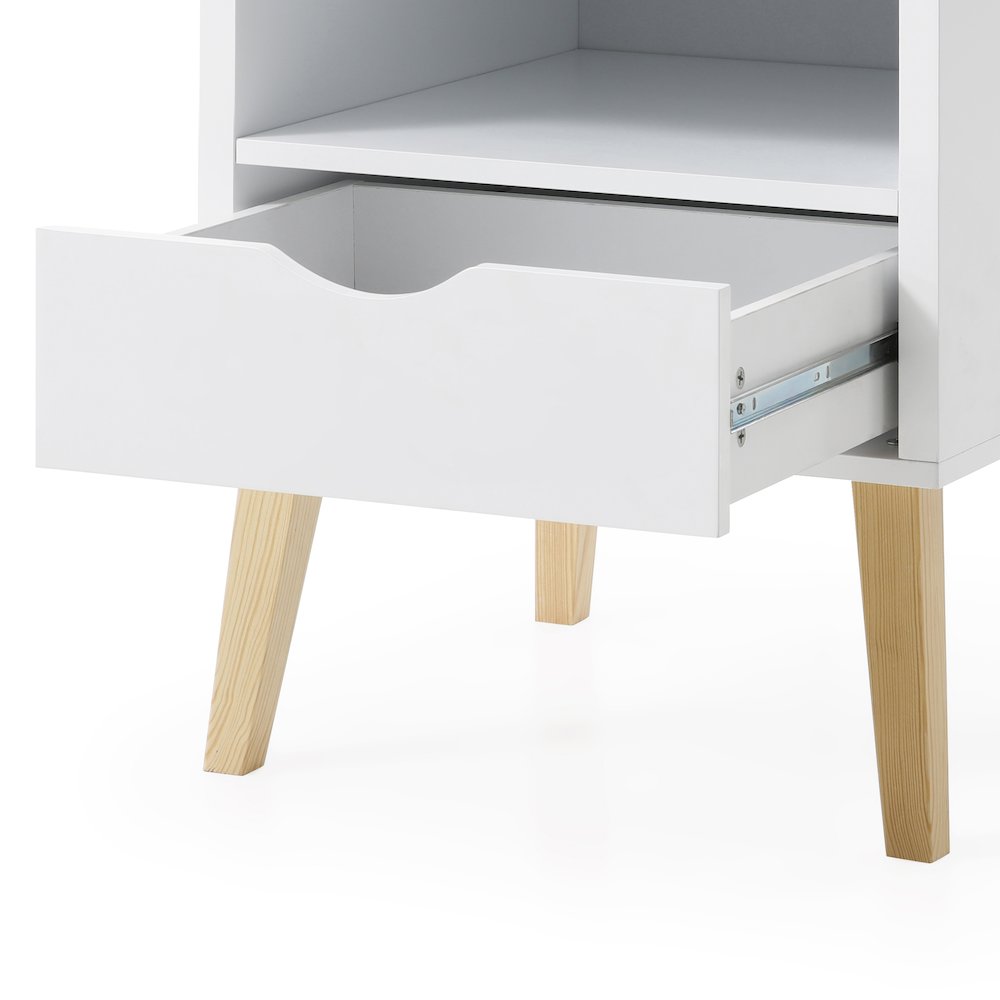 Mid-Century Modern Jeff Night Stand, End Table Bed Room Accent Side Table, White. Picture 6
