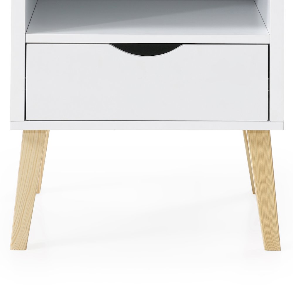 Mid-Century Modern Jeff Night Stand, End Table Bed Room Accent Side Table, White. Picture 3
