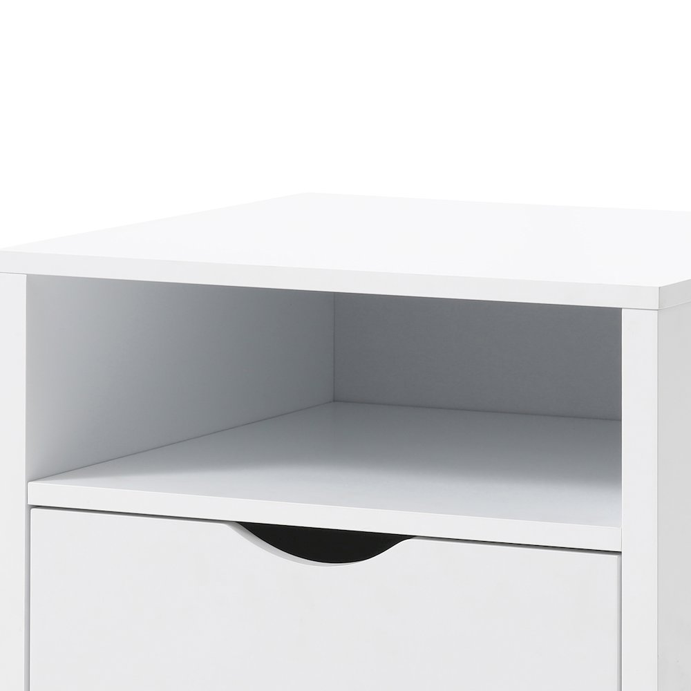 Mid-Century Modern Jeff Night Stand, End Table Bed Room Accent Side Table, White. Picture 7