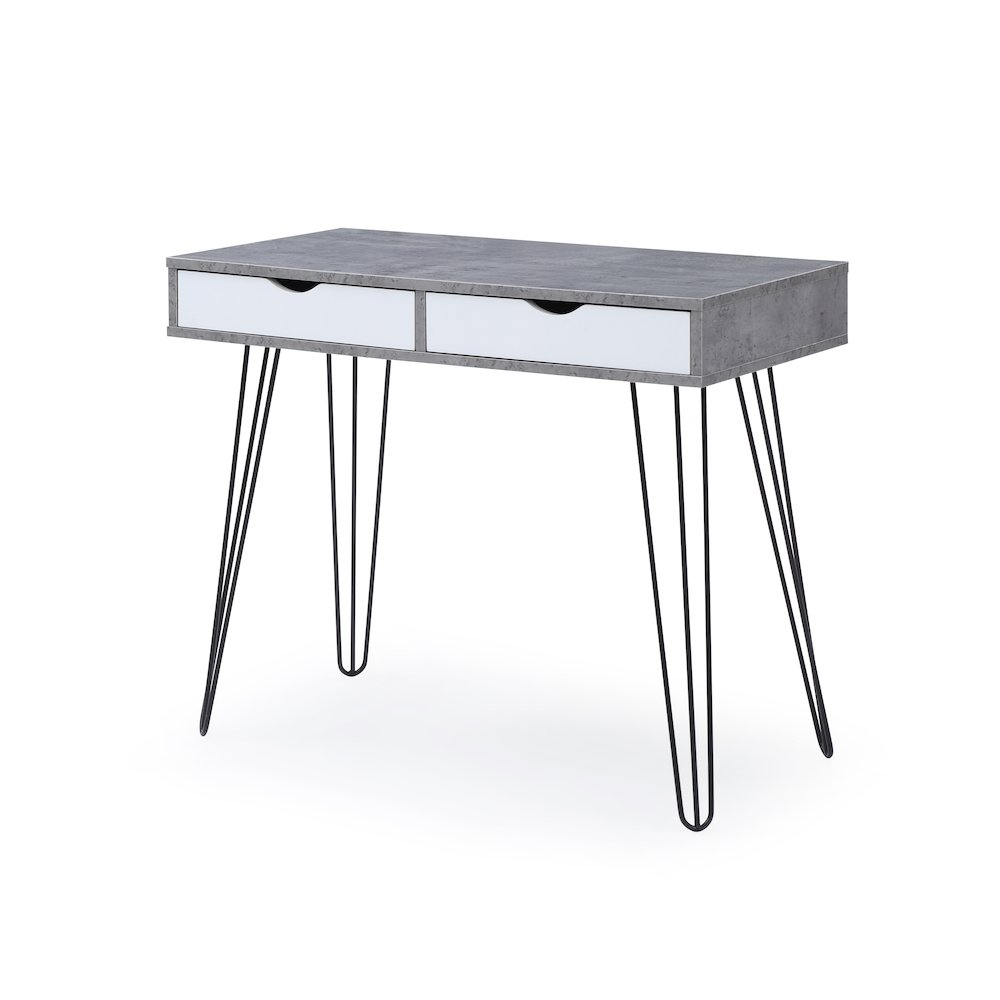 Contemporary Laurel home Office Desk with Storage Drawers and Retro Legs, Black. Picture 1