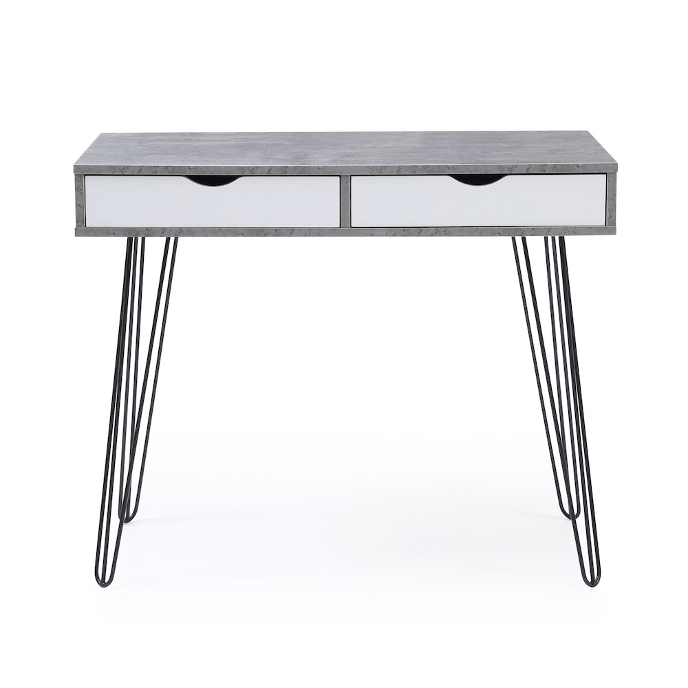 Contemporary Laurel home Office Desk with Storage Drawers and Retro Legs, Black. Picture 4
