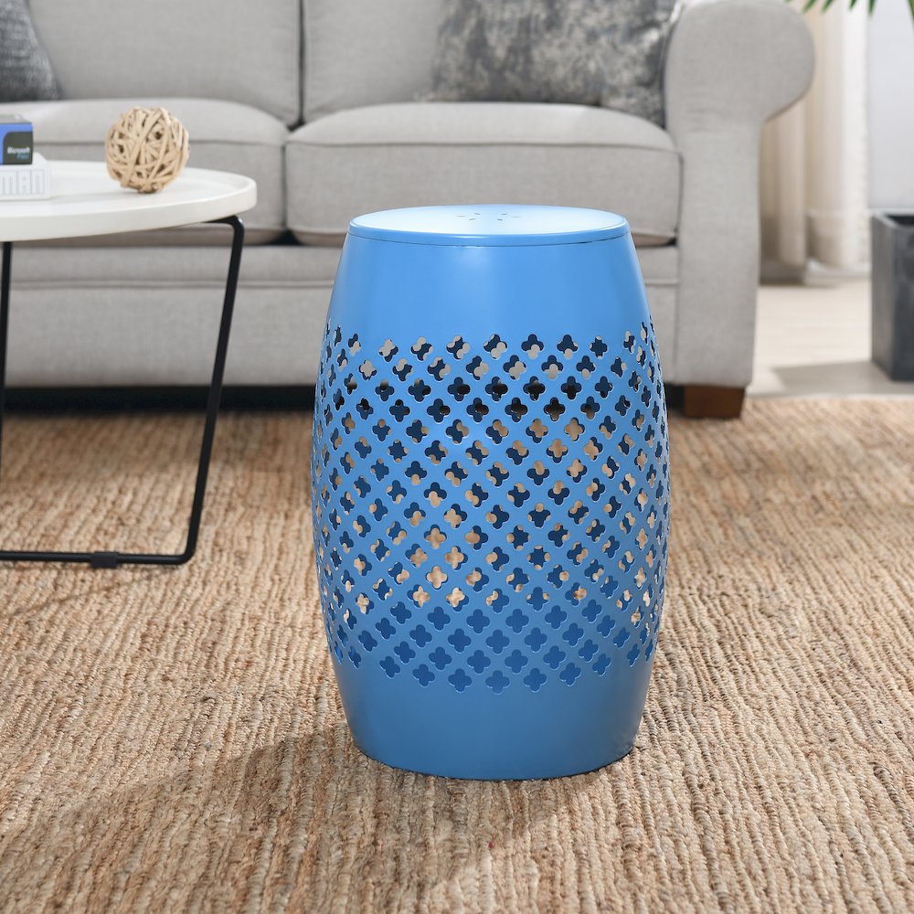 Outdoor Lace Cut Side Table, Blue. Picture 2