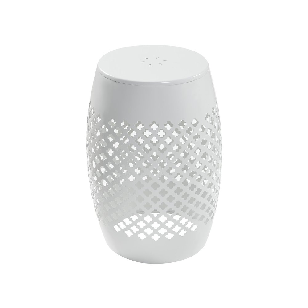 Outdoor Lace Cut Side Table, White. Picture 1