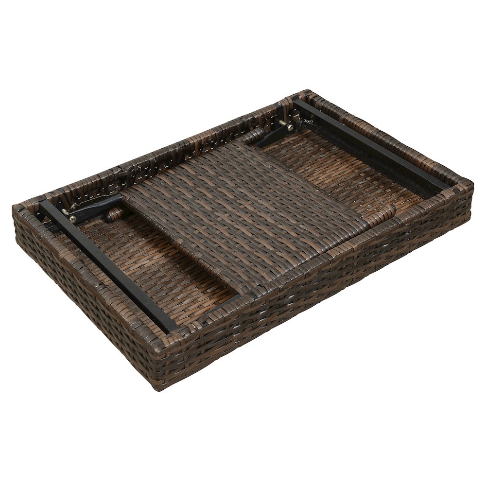 Portable Folding Wicker Table, Brown. Picture 4