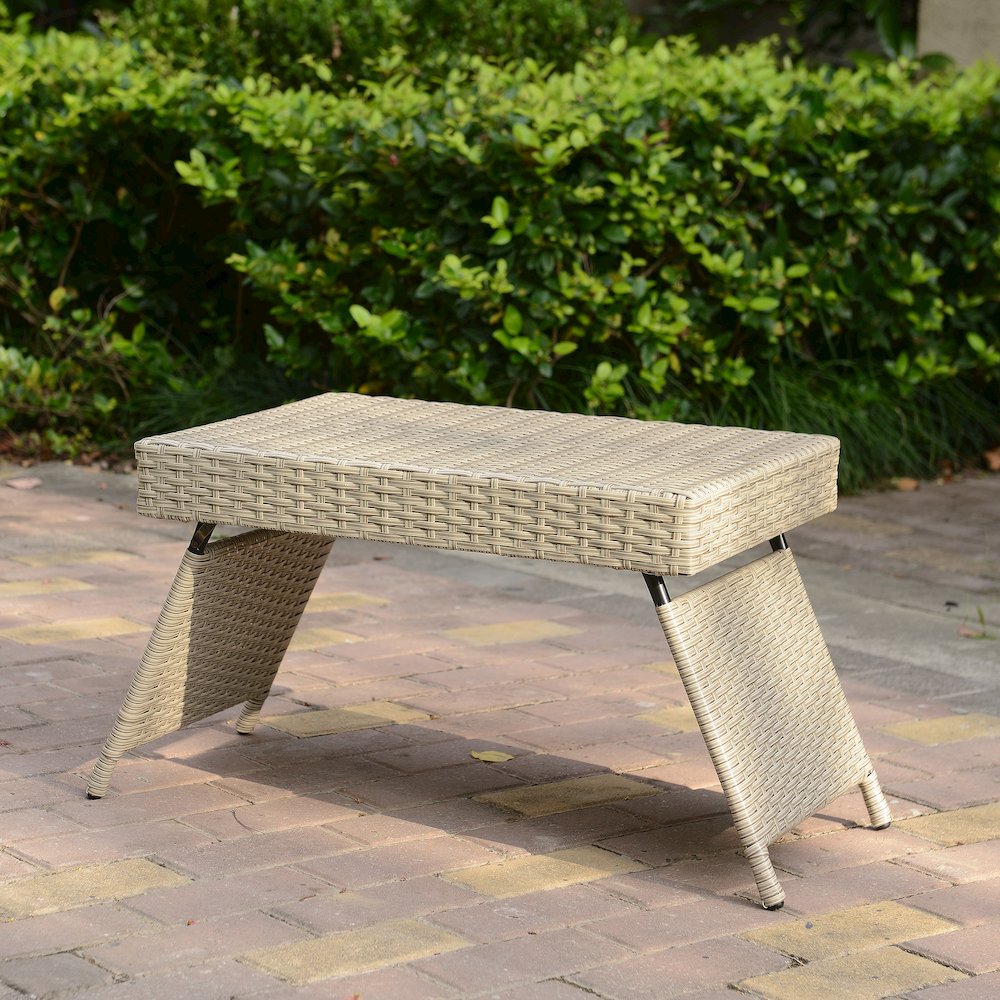 Portable Folding Wicker Table, Grey. Picture 2