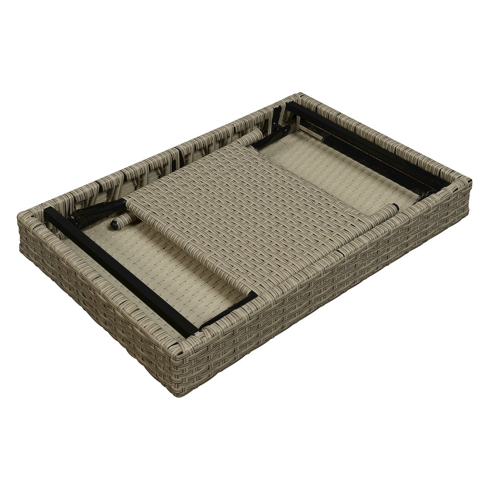 Portable Folding Wicker Table, Grey. Picture 3