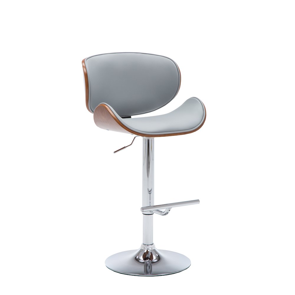 Modern Contemporary Swivel Walnut Bentwood Lift Adjustable Height Bar Stool. Picture 11
